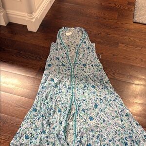 Poupette St. Barth Blue and Green Floral Dress